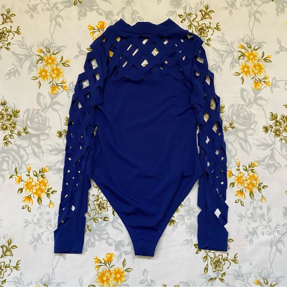 Shein Size M Cobalt Blue Long Sleeve Bodysuit - Picture 6 of 10